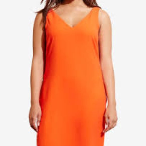 Ralph Lauren Orange Dress Double Vneck